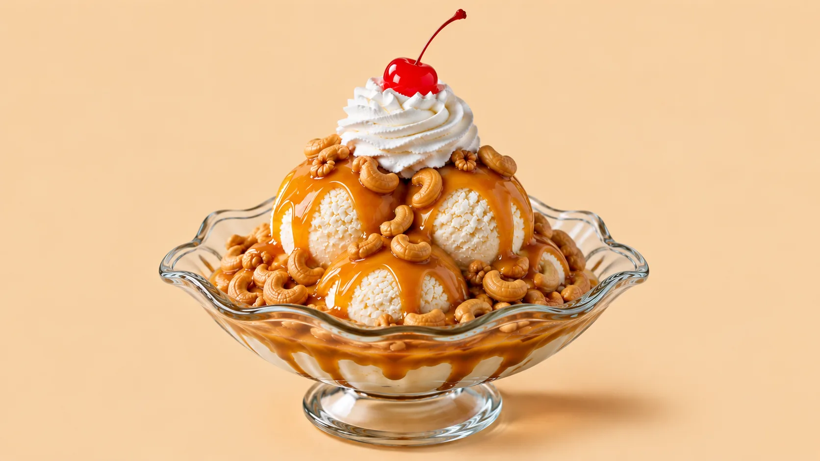 Caramel Cashew Sundae 3 scoops