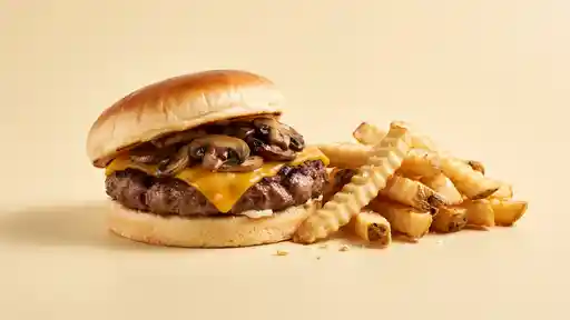 Mushroom & Swiss Single Mushroom burger Fries